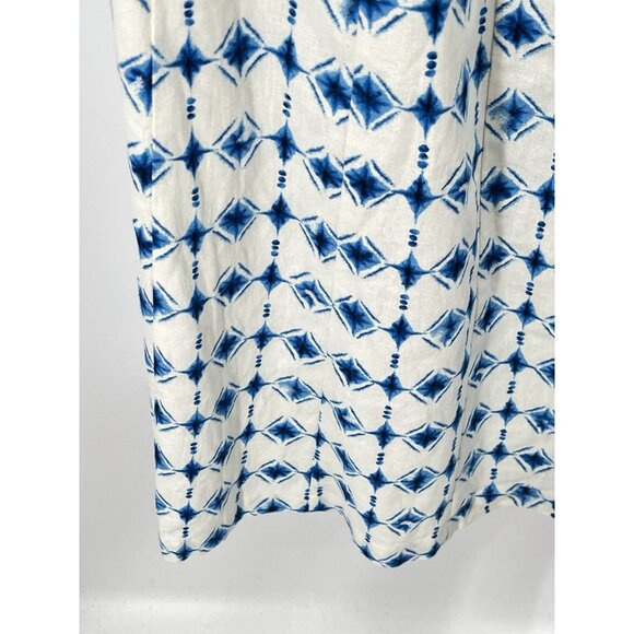 Christian Lacroix Blue Print Sleeveless Midi Dress Linen Sz Large NWT - Picture 3 of 7